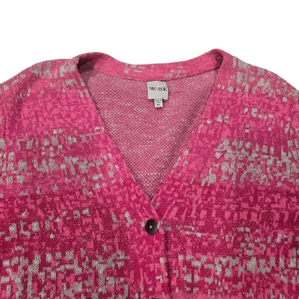 Nic+Zoe Sweater Women's XL Pink Knit Button Front‎ Confetti Cardigan Stretch - Picture 4 of 8